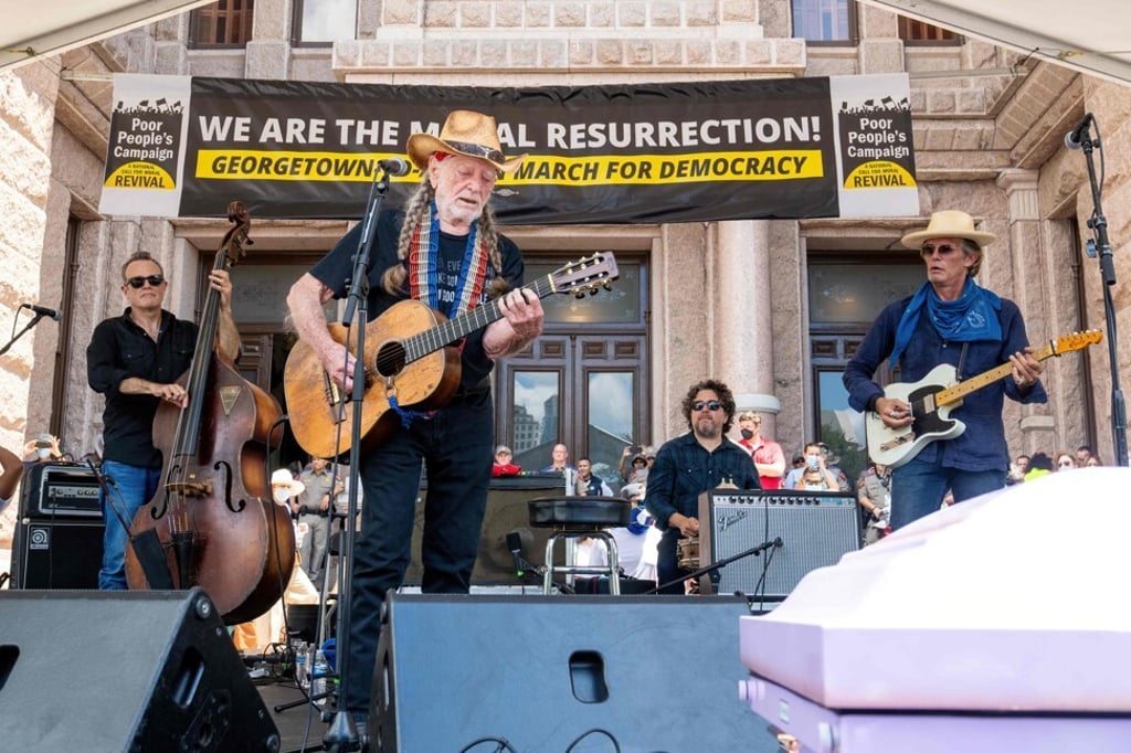 Willie Nelson performs at the Texas State Capitol in Austin, Texas on Saturday. Photo: AFP