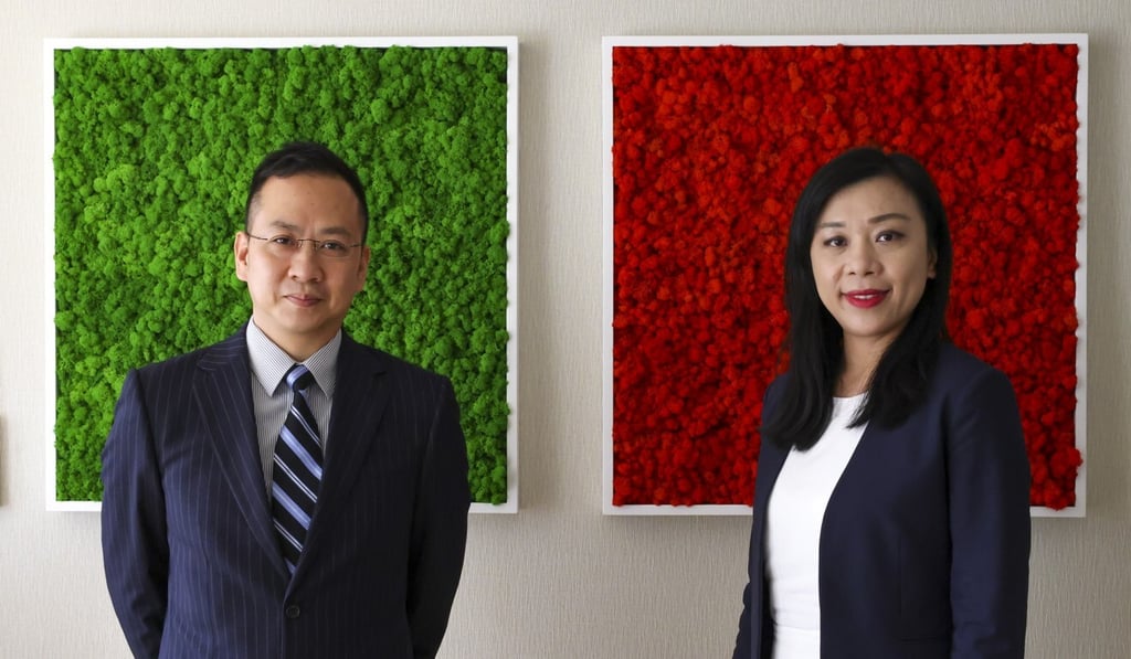 Edvantage Group CFO Wong Shing-mun (left) and CEO Liu Yi-man. Photo: Dickson Lee Edvantage Group CFO Wong Shing-mun (left) and CEO Liu Yi-man. Photo: Dickson Lee