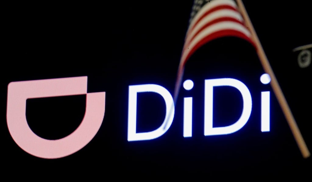 An American flag is seen in front of the logo for Chinese ride hailing company Didi in New York City on June 30. Photo: Reuters An American flag is seen in front of the logo for Chinese ride hailing company Didi in New York City on June 30. Photo: Reuters