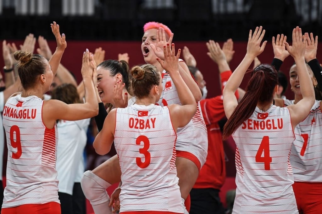 Turkey’s players celebrate their victory against China. Photo: AFP Turkey’s players celebrate their victory against China. Photo: AFP