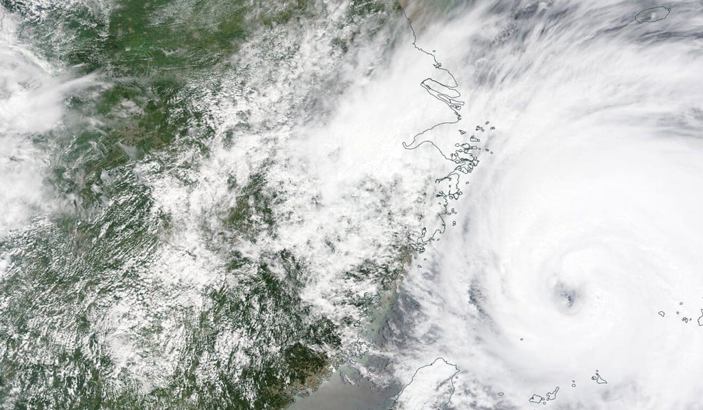 Typhoon In-fa made landfall on Sunday afternoon in Zhejiang. Photo: EPA-EFE/Nasa Typhoon In-fa made landfall on Sunday afternoon in Zhejiang. Photo: EPA-EFE/Nasa