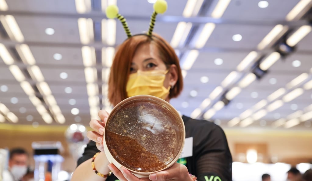 Georgian Vine founder Connie Wong shows off her company’s honey on Wednesday ahead of the opening of this year’s Food Expo next week. Photo: May Tse Georgian Vine founder Connie Wong shows off her company’s honey on Wednesday ahead of the opening of this year’s Food Expo next week. Photo: May Tse