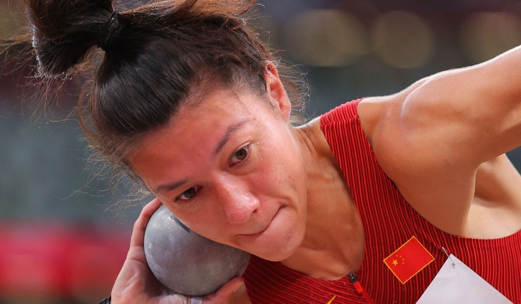 Zheng in the shot put at the Olympic Stadium in Tokyo. Photo: Xinhua