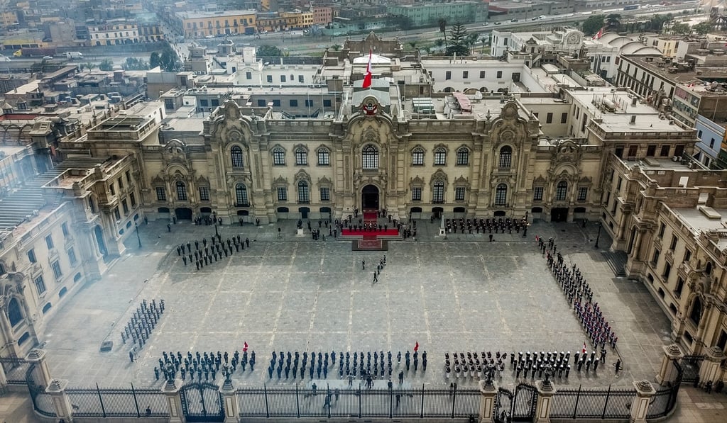 A ceremony marking the appointment of the President of Peru Pedro Castillo as commander-in-chief of the armed forces and police on Thursday. Photo: DPA A ceremony marking the appointment of the President of Peru Pedro Castillo as commander-in-chief of the armed forces and police on Thursday. Photo: DPA