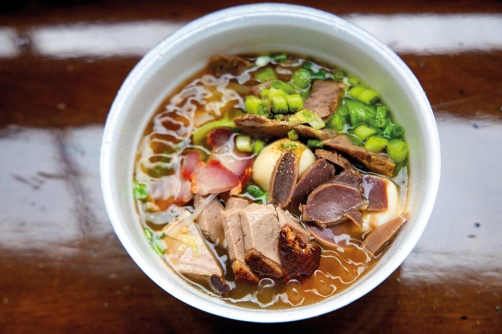 A bowl of traditional-style boat noodles, including fish balls and roasted meat served in fish stock, which was once a regular favourite of Aberdeen’s fisherfolk community.