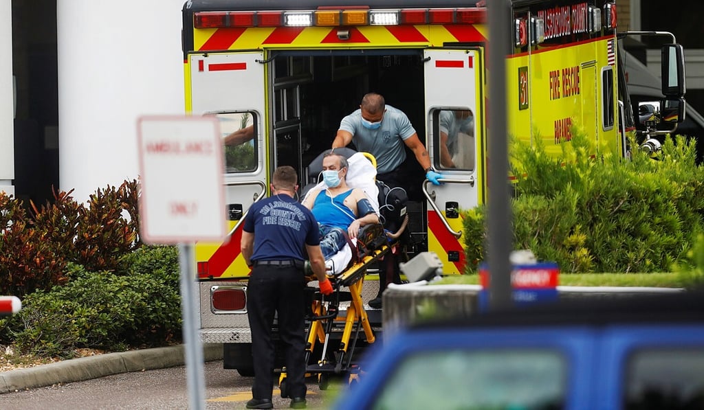 A patient is transferred to accident and emergency at a hospital in Florida last week. Photo: Reuters