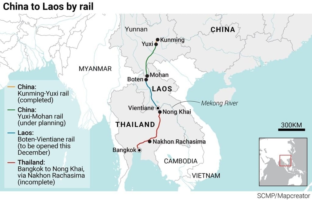 China to Laos by rail. Image: SCMP China to Laos by rail. Image: SCMP