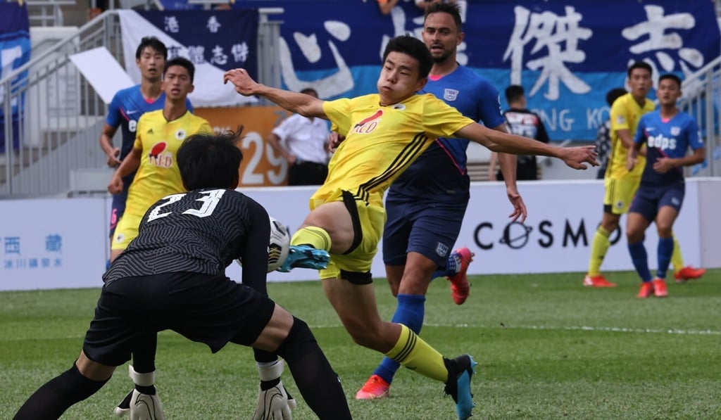 Hong Kong international Sun Ming-him (in yellow) plays for Pegasus in their league encounter against Kitchee but Pegasus will not be seen next season. Photo: K.Y. Cheng Hong Kong international Sun Ming-him (in yellow) plays for Pegasus in their league encounter against Kitchee but Pegasus will not be seen next season. Photo: K.Y. Cheng