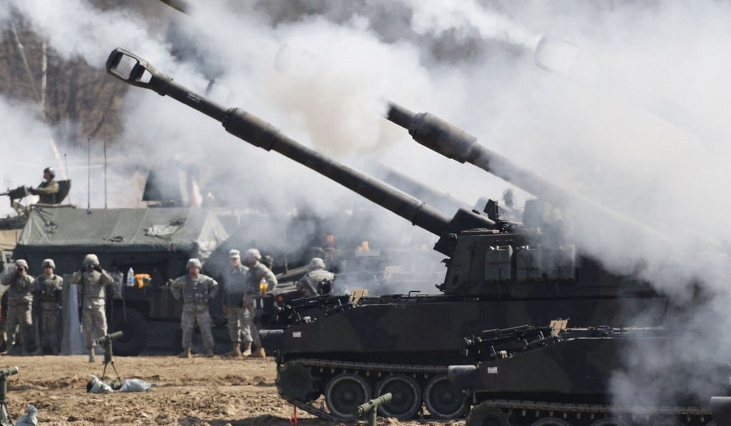 A live-firing exercise involving self-propelled howitzers is seen at a US Army range in Pocheon, South Korea, in 2012. Photo: AFP