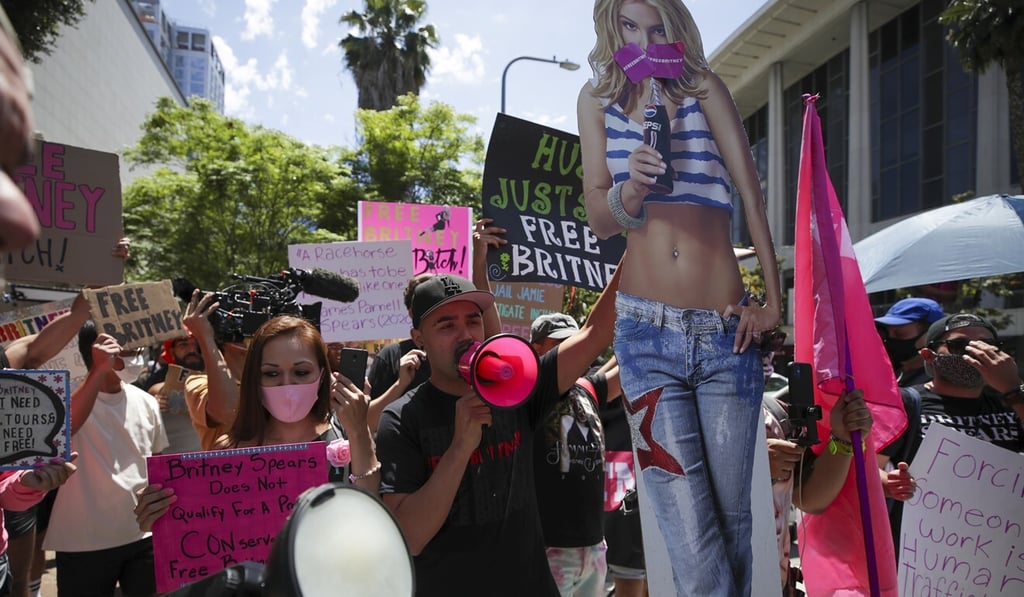 Supporters of Britney Spears rally as a hearing on her conservatorship case takes place in Los Angeles in June. Photo: TNS Supporters of Britney Spears rally as a hearing on her conservatorship case takes place in Los Angeles in June. Photo: TNS