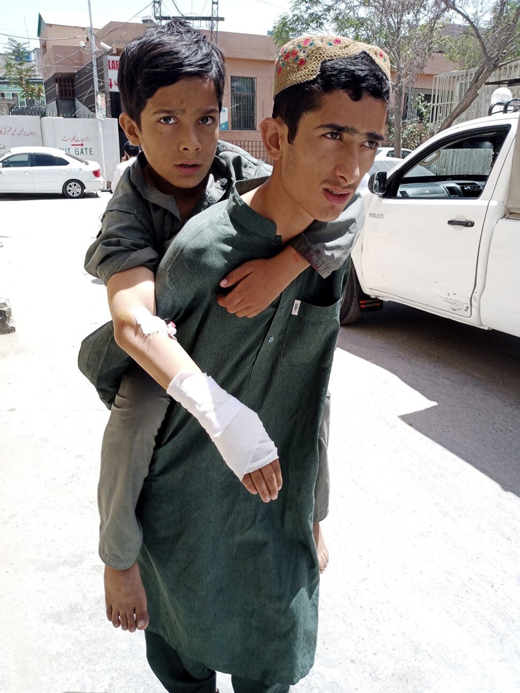 A boy who was injured in a grenade attack in Quetta, Pakistan on Saturday. Photo: EPA-EFE