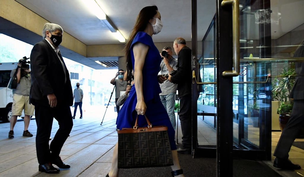Meng Wanzhou arriving at the Supreme Court of British Columbia for her extradition hearing in Vancouver on Monday. Photo: Reuters