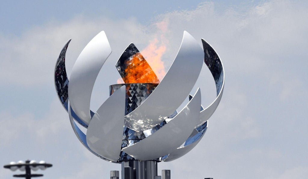 A second Tokyo Olympic and Paralympic cauldron near the Dream Bridge linking Tokyo's Ariake and Odaiba waterfront areas. Photo: Kyodo A second Tokyo Olympic and Paralympic cauldron near the Dream Bridge linking Tokyo's Ariake and Odaiba waterfront areas. Photo: Kyodo