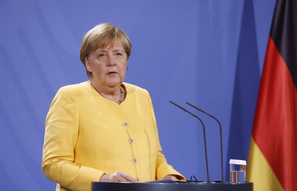 German Chancellor Angela Merkel at the Chancellery in Berlin, Germany on Monday. Photo: AP)