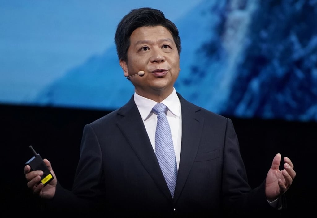 Huawei Technologies Co rotating chairman Guo Ping speaks at the Huawei Connect event in Shanghai on September 23, 2020. Photo: Reuters Huawei Technologies Co rotating chairman Guo Ping speaks at the Huawei Connect event in Shanghai on September 23, 2020. Photo: Reuters