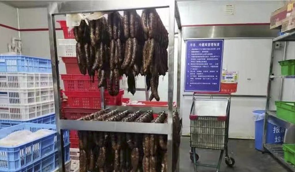 Sausages with reportedly bad meat are on display at an RT-Mart in China. Photo: Baidu