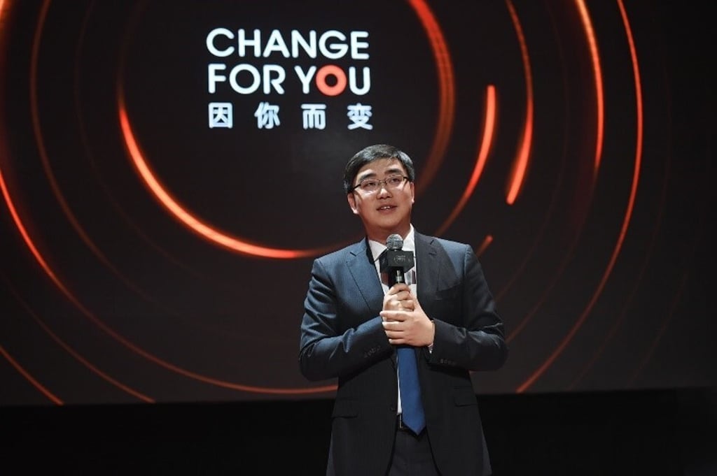 Cheng Wei, founder and chief executive of Didi-Chuxing, speaking at an event to unveil the rebranding and service upgrades of Didi Premier in Beijing on June 29, 2018. Photo: Reuters