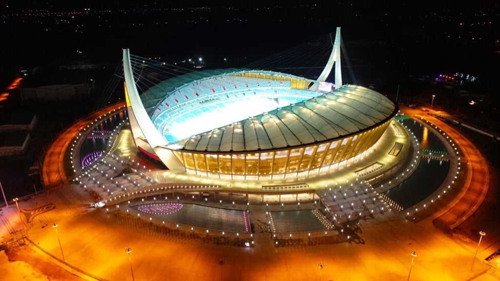An aerial photo shows the China-funded national stadium in Phnom Penh, capital of Cambodia. An aerial photo shows the China-funded national stadium in Phnom Penh, capital of Cambodia.
