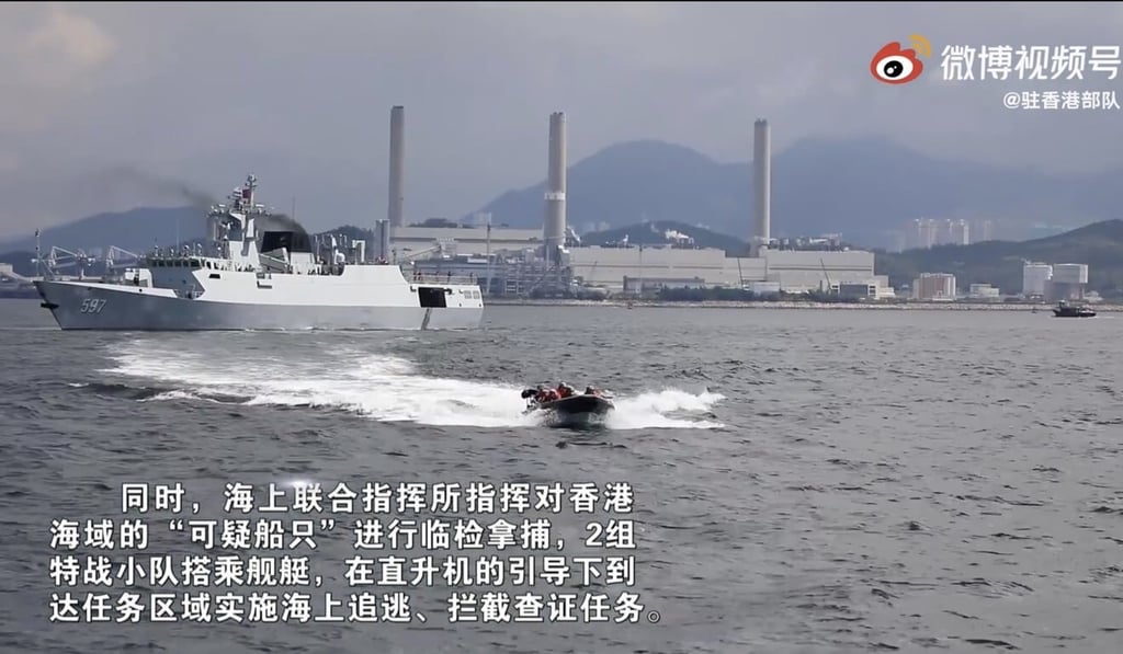 The video of the joint exercises depicted marine vessels chasing down a target.