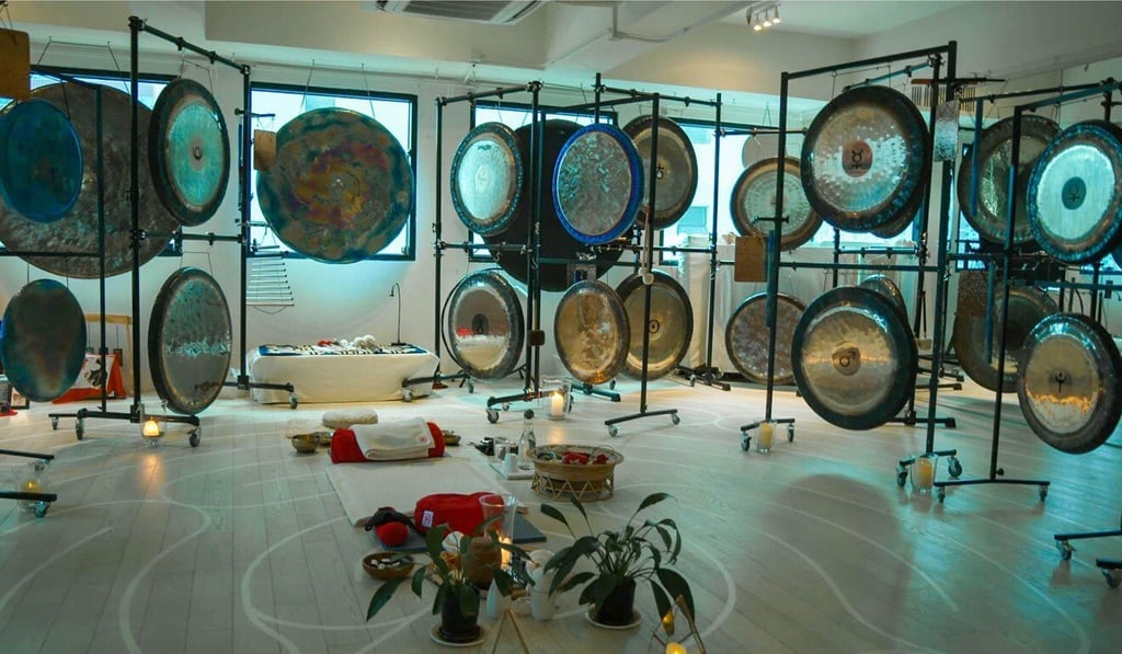 Wong Chuk Hang’s Red Doors Studio offers sound healing and relaxation classes, where people can meditate as gongs are struck rhythmically with mallets.
