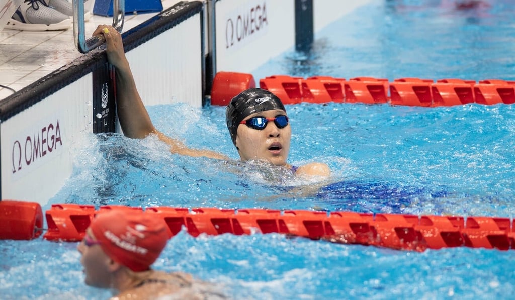 Hong Kong's Chan Yui-lam finishes first in the women's 100m butterfly S14 heat 1 at the Tokyo Aquatics Centre in Japan. Hong Kong's Chan Yui-lam finishes first in the women's 100m butterfly S14 heat 1 at the Tokyo Aquatics Centre in Japan.