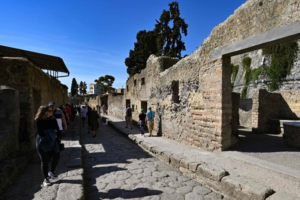 Visitors walk through the archaeological site of Herculaneum in Ercolano, near Naples, Italy. Photo: AFP
