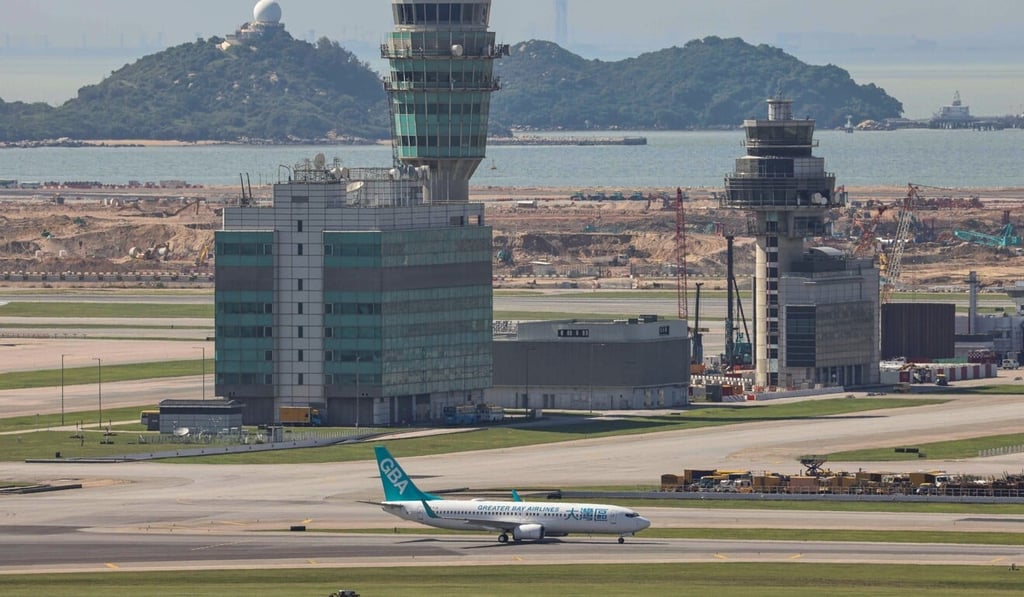 The Greater Bay Airlines’ plane touched down just before 3.30pm. Photo: K. Y. Cheng