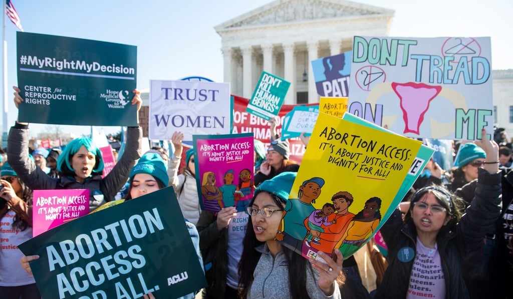 Abortion rights activists protest outside the US Supreme Court in March 2020. Photo: TNS