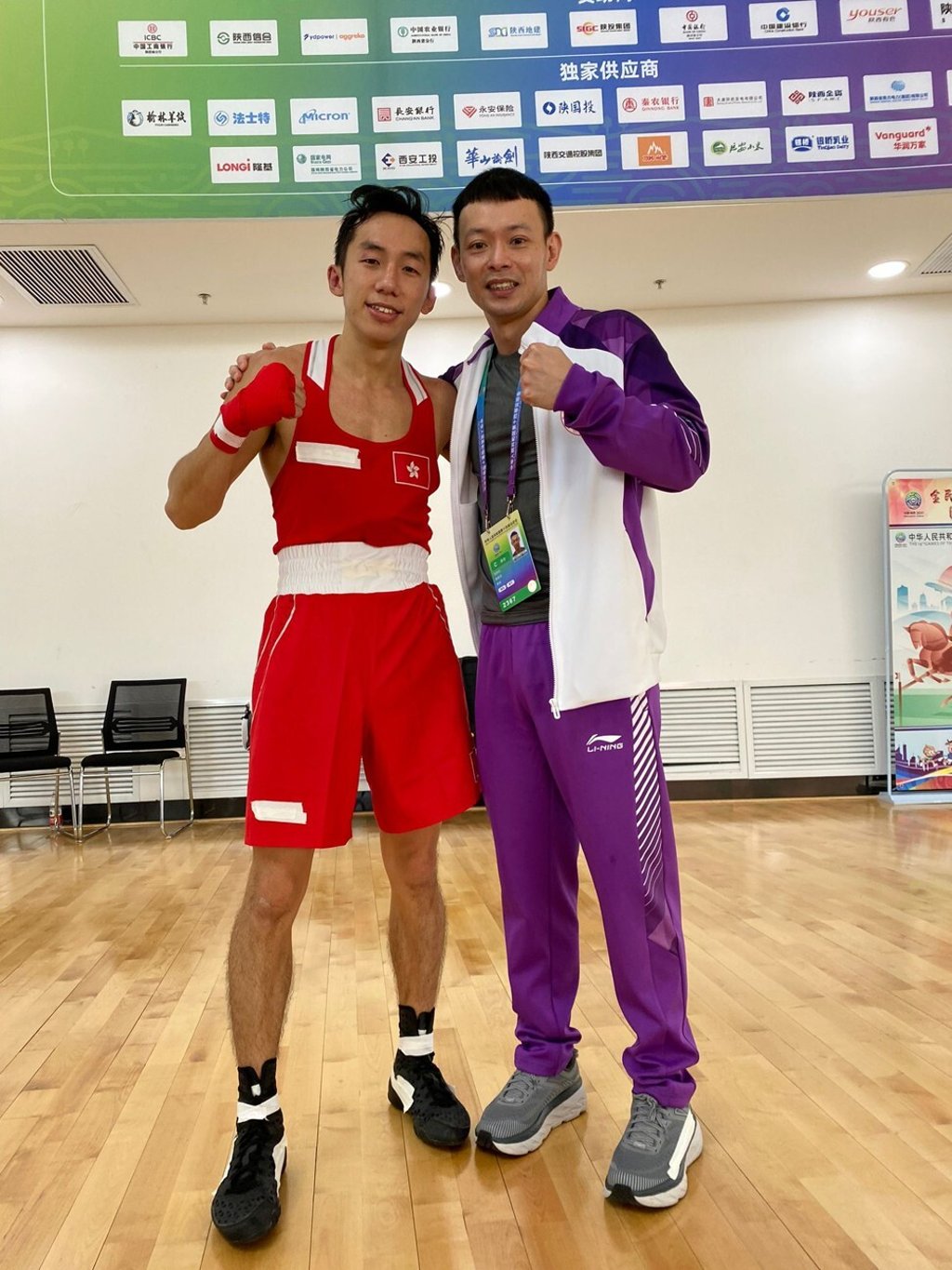 Rex Tso and his coach Dennis Ng at the National Games. Photo: Handout