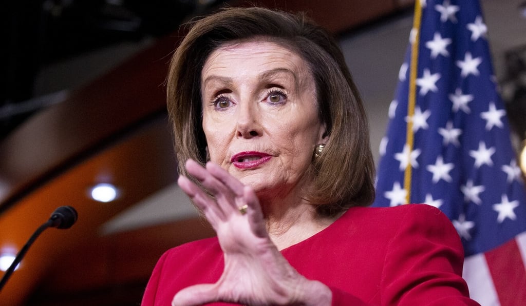 US Speaker of the House Nancy Pelosi holds a news conference on Capitol Hill on Wednesday. Photo: EPA-EFE