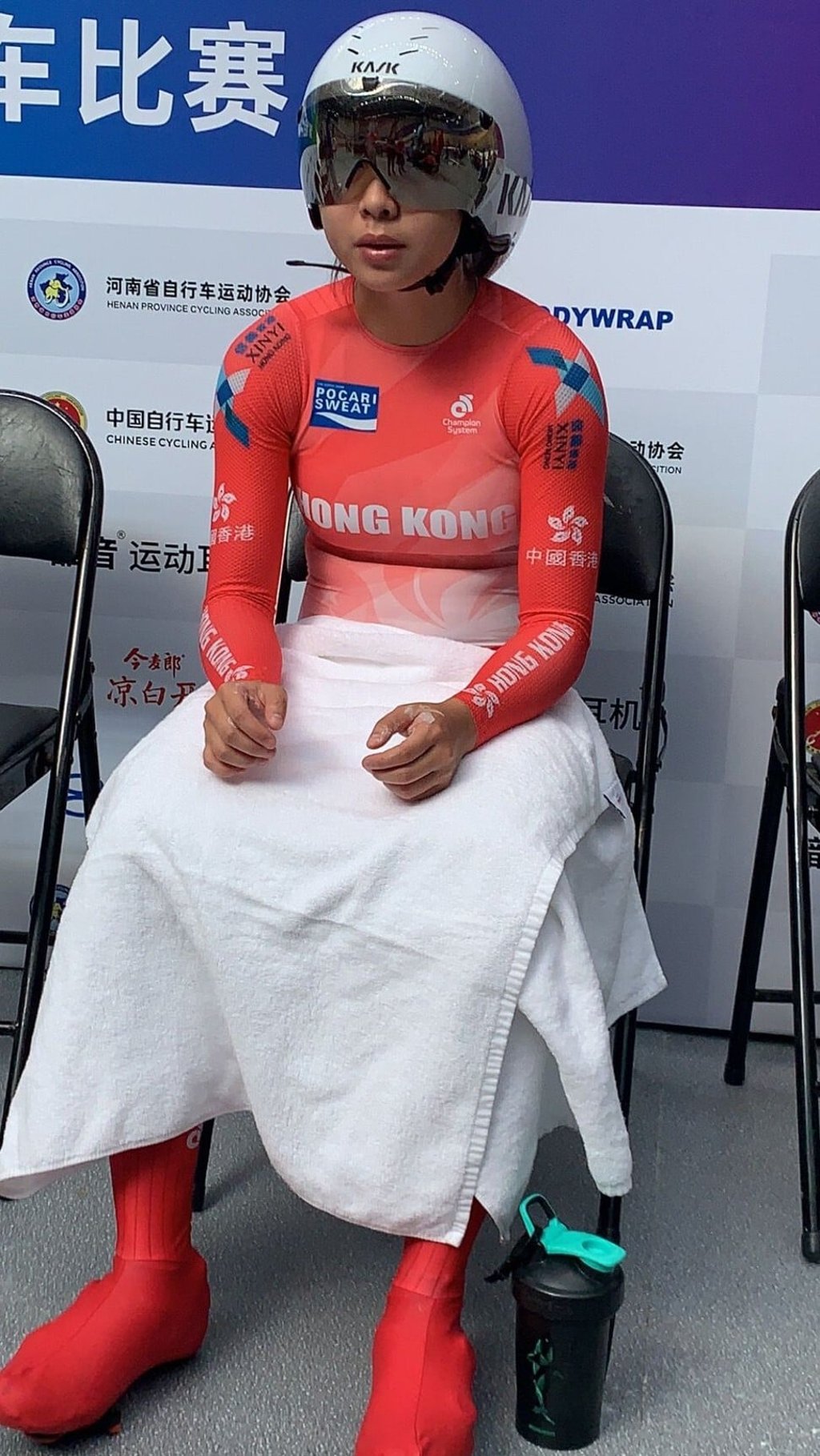 Youngster Yeung Cho-yiu found the going tough in her National Games debut. Photo: Hong Kong Cycling Association