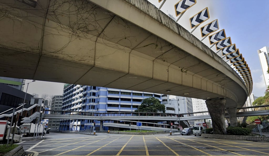 One of the cars driven by 14K members smashed into the truck at the junction of Yeung Uk Road and Texaco Road in Tsuen Wan. Photo: Handout