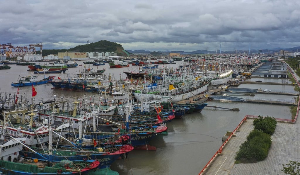 Fishing boats take shelter ahead of Typhoon Chanthu’s arrival in Zhejiang province, eastern China. Photo: Xinhua