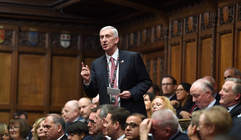 Lindsay Hoyle in the House of Commons in London in November 2019. Photo: Jessica Taylor/UK Parliament via AFP Lindsay Hoyle in the House of Commons in London in November 2019. Photo: Jessica Taylor/UK Parliament via AFP