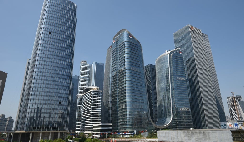 Buildings in Qianhai economic zone in Shenzhen, Guangdong province. The southern Chinese province plans to offer financial support to companies to promote its new development strategy. Photo: VCG/VCG via Getty Images