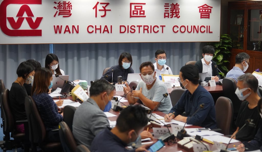A Wan Chai District Council meeting last year. Photo: Winson Wong A Wan Chai District Council meeting last year. Photo: Winson Wong