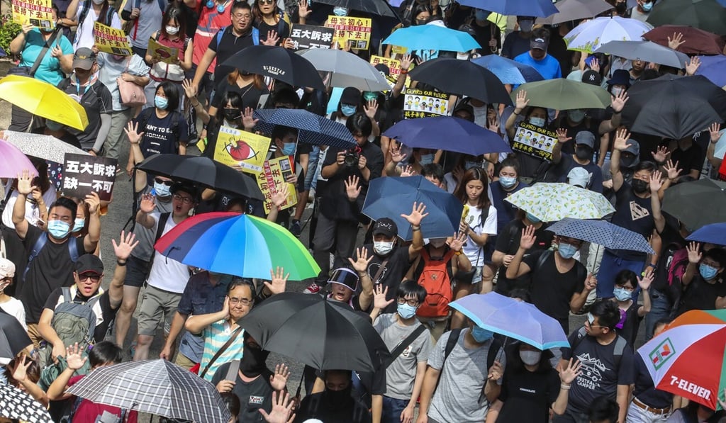 A September 2019 march from Causeway Bay to Chater Garden in Central that Figo Chan took part in was unauthorised by police. Photo: Felix Wong