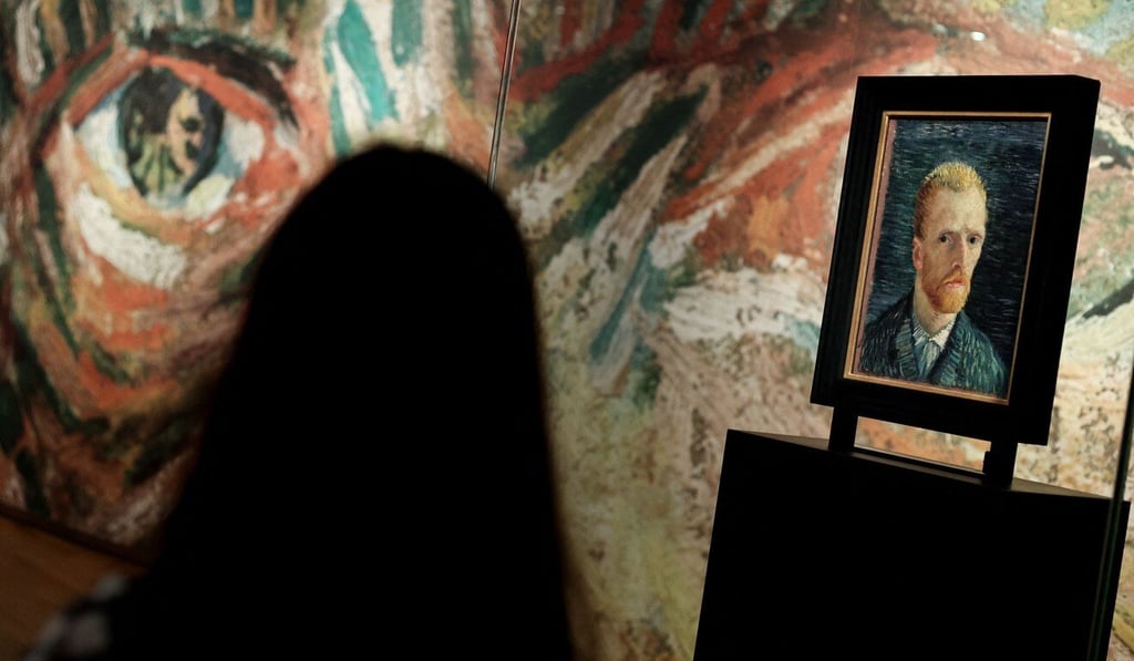 A visitor looks at a self-portrait of Vincent van Gogh at the Van Gogh Museum in Amsterdam on Thursday. Photo: AFP