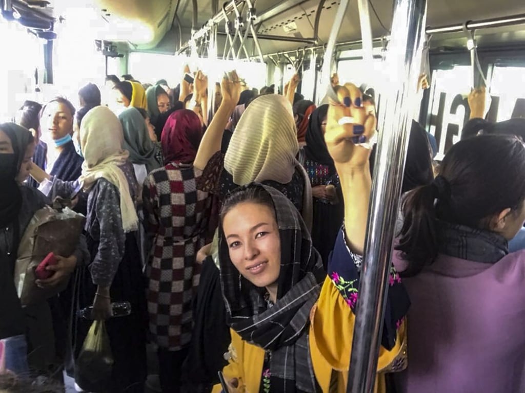 At Kabul airport, the students are ready to board the flight out of Afghanistan. Photo: Handout