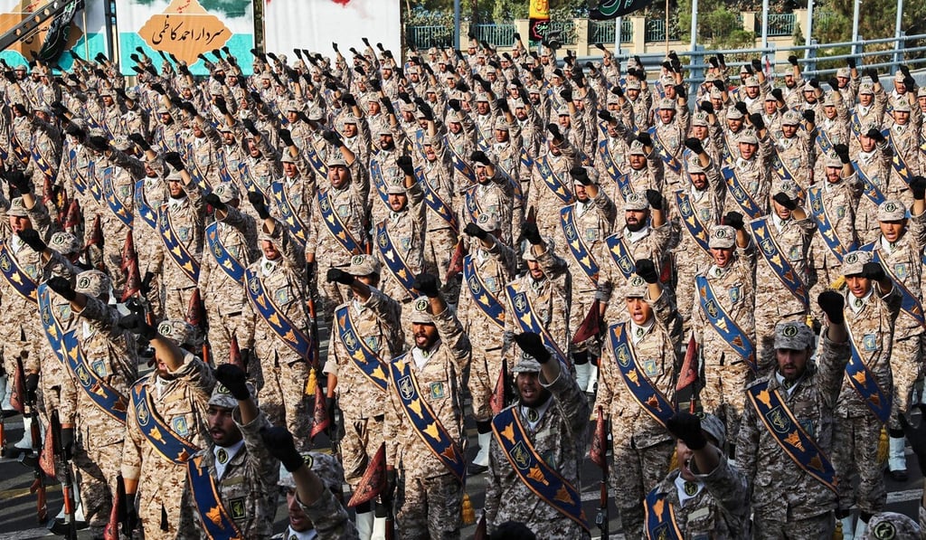 Members of Iran’s Islamic Revolutionary Guard Corps (IRGC) giving a military salute during a military parade in the capital of Tehran. The Qods Force is one branch of the IRGC. Photo: Iranian presidency via AFP Members of Iran’s Islamic Revolutionary Guard Corps (IRGC) giving a military salute during a military parade in the capital of Tehran. The Qods Force is one branch of the IRGC. Photo: Iranian presidency via AFP