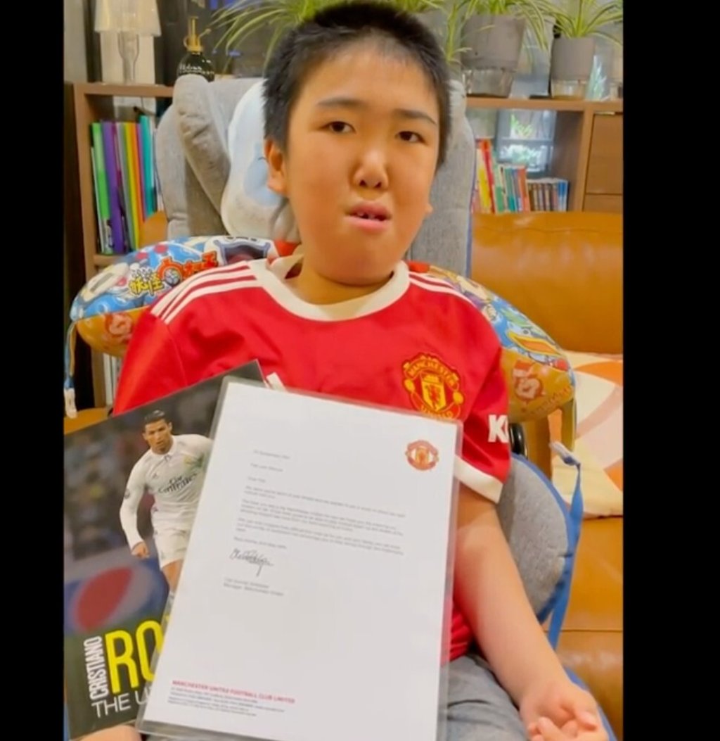 Marcus is a big Manchester United fan and recently received a letter from the manager. Photo: Handout
