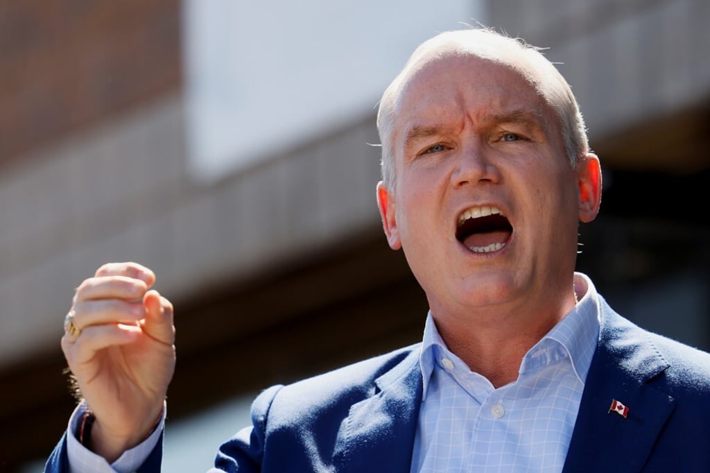 Canada's opposition Conservative Party leader Erin O'Toole in Markham, Ontario, Canada on Sunday. Photo: Reuters