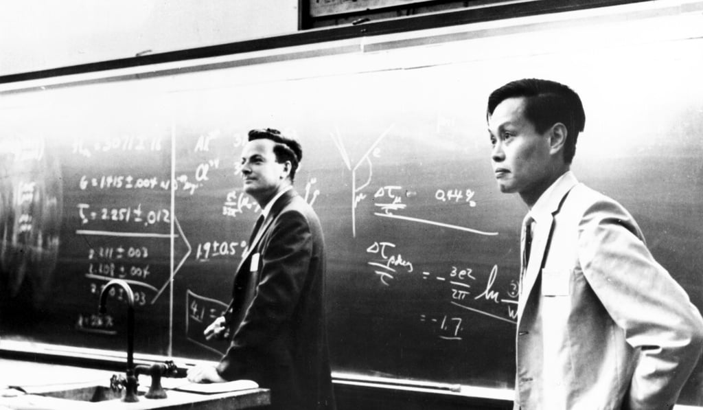 Yang (right) is photographed with Richard Feynman, who was a key figure on the Manhattan Project. Photo: Getty Images Yang (right) is photographed with Richard Feynman, who was a key figure on the Manhattan Project. Photo: Getty Images