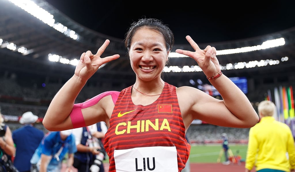Liu Shiying of China celebrates after winning the women's javelin throw final at the Tokyo 2020 Olympic Games in Japan. Photo: Xinhua Liu Shiying of China celebrates after winning the women's javelin throw final at the Tokyo 2020 Olympic Games in Japan. Photo: Xinhua