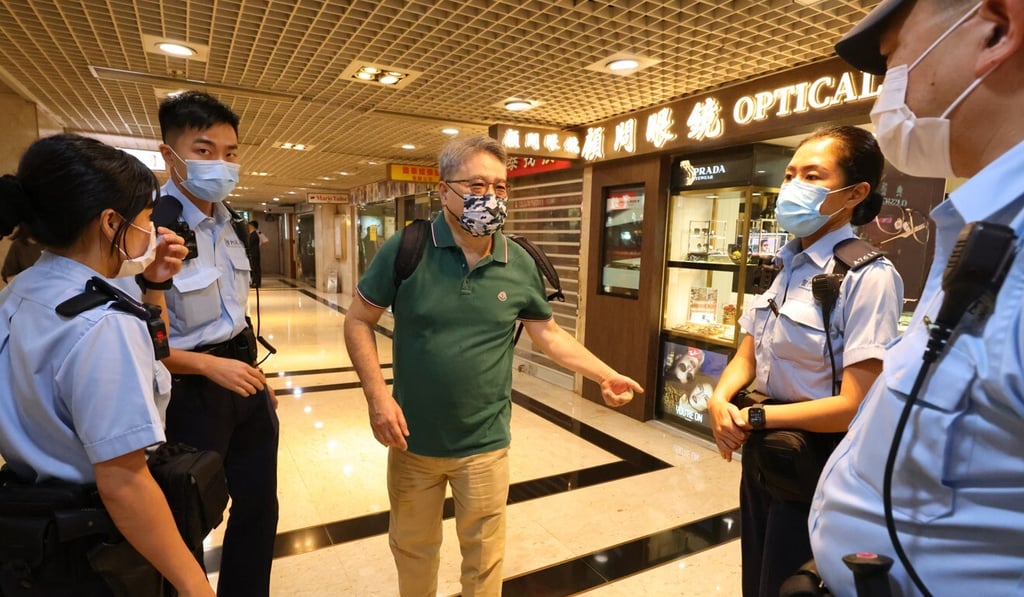 Fred Li from the Democratic Party attends Sunday’s meeting in Tsim Sha Tsui. Photo: Dickson Lee
