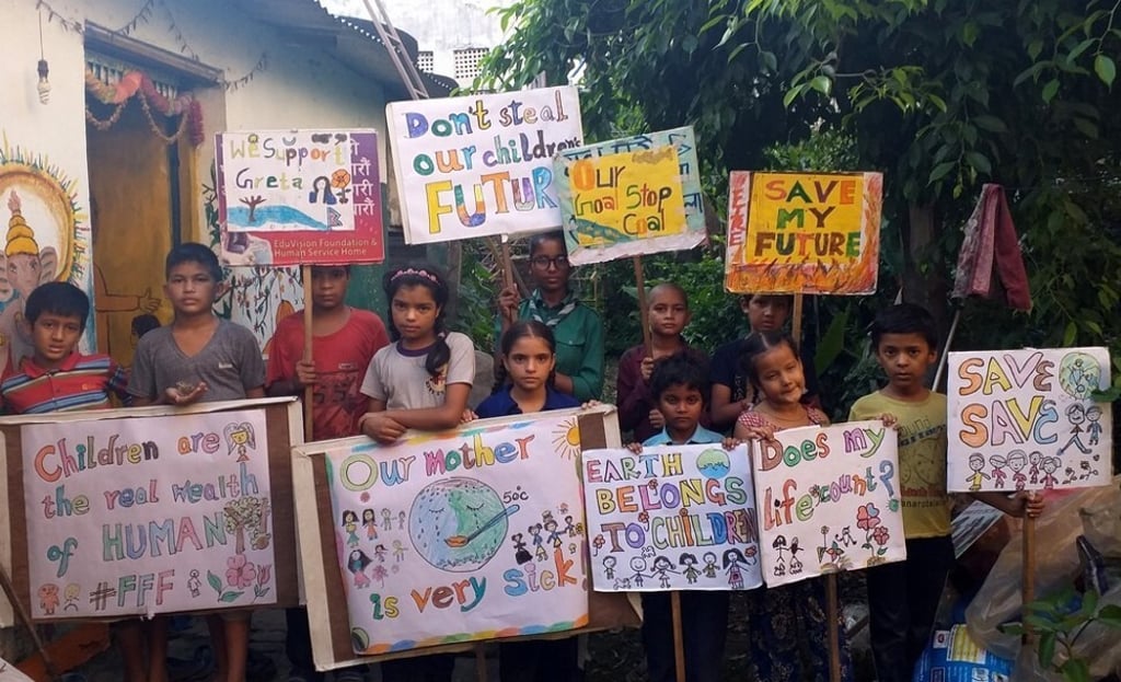Children in Nepal rally to raise awareness on climate change in the Fridays for Future global campaign. Photo: Handout