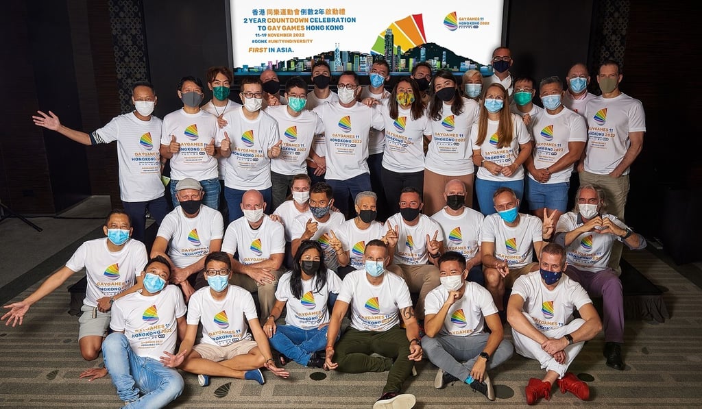 The Gay Games Hong Kong team celebrating the start of the two-year countdown to the event. Unfortunately, members will have to wait a bit longer. Photo: Gay Games Hong Kong The Gay Games Hong Kong team celebrating the start of the two-year countdown to the event. Unfortunately, members will have to wait a bit longer. Photo: Gay Games Hong Kong