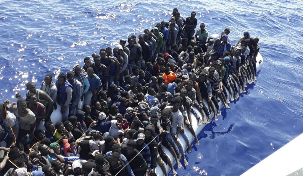 A 2018 photo released by the Libyan coastguard shows migrants on a ship intercepted offshore east of Tripoli. Photo: AP A 2018 photo released by the Libyan coastguard shows migrants on a ship intercepted offshore east of Tripoli. Photo: AP