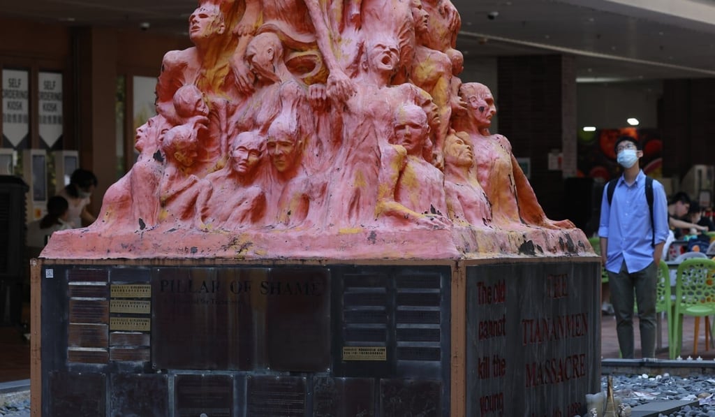 The Pillar of Shame is a sculpture created by Danish artist Jens Galschiot. Photo: Nora Tam The Pillar of Shame is a sculpture created by Danish artist Jens Galschiot. Photo: Nora Tam