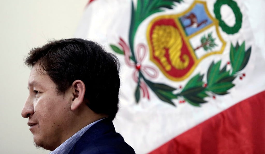 Peru's Prime Minister Guido Bellido at an interview in Lima in August. Photo: Reuters